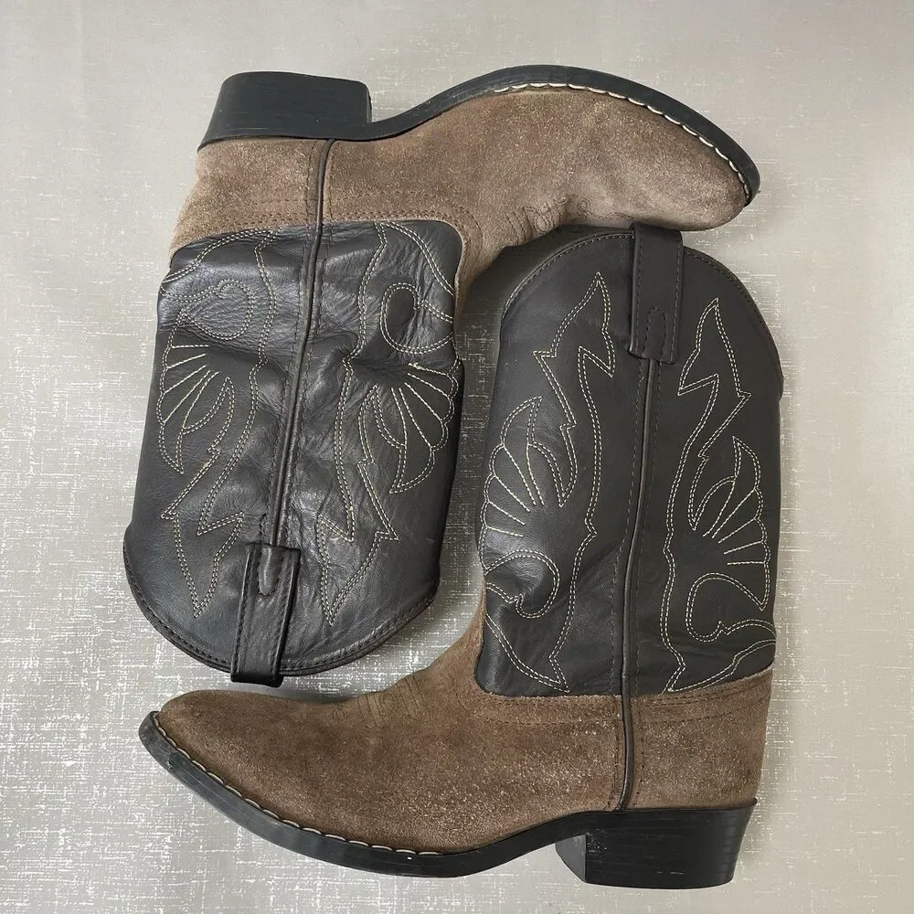 Masterson Boot Brown Black Leather Western Cowboy Boots Youth 4 D Style‎ RB2003Y